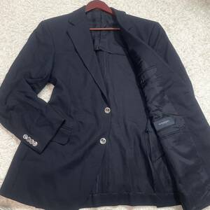 BURBERRY LONDN[ monogram emblem button ] Burberry London black blaser tailored jacket 2XL corresponding navy summer wool summer 