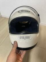 Arai アライ フルフェイスヘルメット RX-7R 57-58cm パールホワイト 中古 旧車 当時物 Mサイズ オートバイ用ヘルメット_画像7