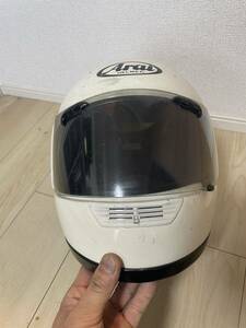 Arai アライ フルフェイスヘルメット RX-7R 57-58cm パールホワイト 中古 旧車 当時物 Mサイズ オートバイ用ヘルメット