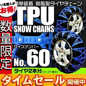 【数量限定セール】非金属タイヤチェーン 樹脂製スノーチェーン ゴム製 アイスバーン 路面凍結 雪道 1セット(タイヤ2本分) 60サイズ