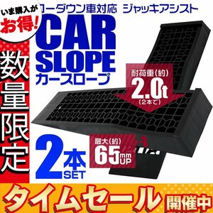 【数量限定価格】カースロープ タイヤスロープ ローダウン車対応 耐荷重2t 軽量カーランプ ジャッキサポート アシスト 整備用スロープ 黒