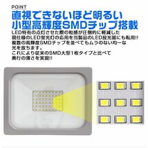 超薄型 LED投光器 20w 作業灯 8個セット 昼光色 6000K ホワイト 広角120度 200w相当 AC100V AC200V対応 軽量 照明 3mコード PSE認証_画像2