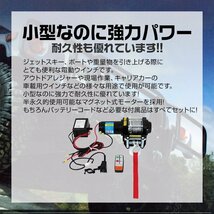 電動ウインチ 24v 4500LBS リモコン付 引き上げ機 ホイスト けん引 小型パワフル 最大牽引2041kg 静音 電動ウィンチ マグネットモーター_画像2