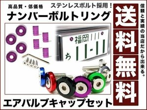 ステンレス製 ナンバーボルトリング エアバルブキャップset紫 アルマイトカラー パープル ロングボルト 送料無料