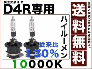 HID純正交換D4R専用バルブ10000k明るさ従来比1.3倍 ハイルーメンタイプ 遮光膜 送料無料12v