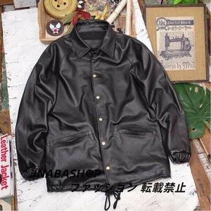  high quality * coach jacket kau hyde 70's black size selection possible windbreaker sport leisure Biker blouson leather cow leather 
