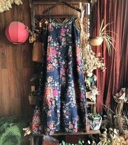 lgn 1620ノースリーブワンピース チュニック 襤褸 アンティーク風 洋服ミックス ロマンファッション ポップ ゆったり 綿100％ 花柄