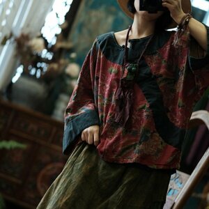 lgn 2101 tunic antique manner Western-style clothes Mix romance fashion cotton 100% floral print 