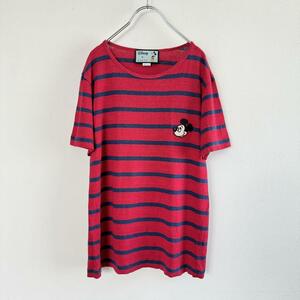 GUCCI Gucci Disney Mickey border short sleeves T-shirt red red lady's M DISNEY collaboration cut and sewn character 