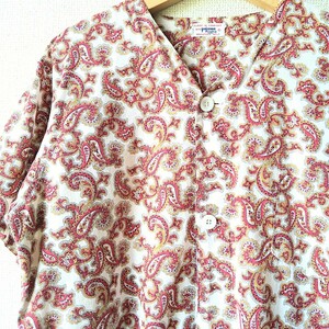 60s pajama craft ペイズリー柄 パジャマシャツ 半袖 ノーカラー C コットン100％ ヴィンテージ 