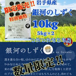 米　週末限定価格！5%OFF！早い者勝ち！【岩手県産銀河のしずく10kg】5kg×2 6年連絡で最高の特A評価を獲得♪