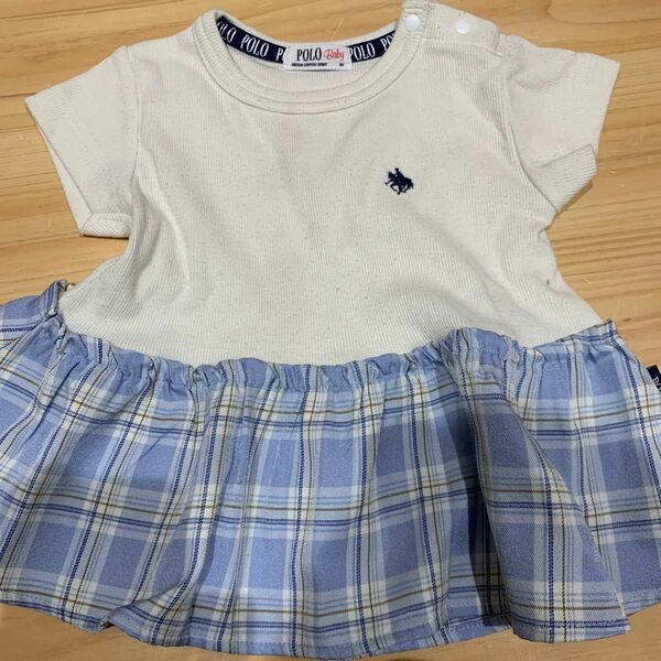 POLO Baby 半袖チュニック　水色チェック　女の子　80