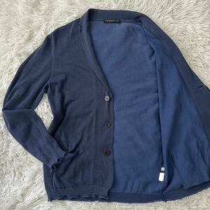  beautiful goods rare L size!![. ultimate. linen Blend ]TOMORROWLAND tricot summer knitted cardigan navy Tomorrowland Toriko feeling of luxury flax 