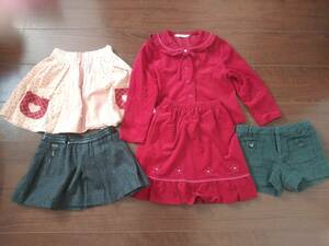 子供服 女の子 120ｃｍ ワンピースとミニスカート2枚とパンツ 4点セット 