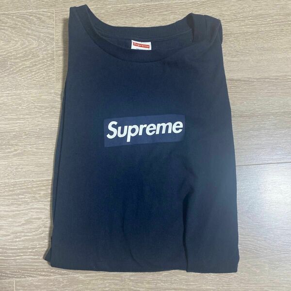 Mサイズ　Supreme Box Logo L/S Tee "Navy"