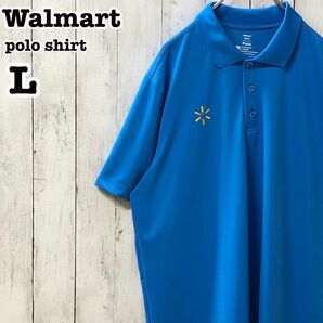 Walmart US アメリカ古着 企業系 ウォルマート ワンポイント刺繍ロゴ ポリ素材 半袖ポロシャツ L