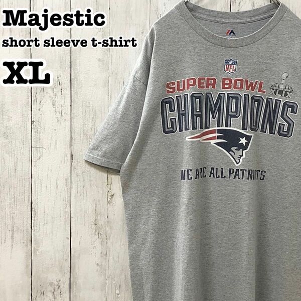 マジェスティック US アメリカ古着 NFL ニューイングランド・ペイトリオッツ プリント 半袖Tシャツ XL