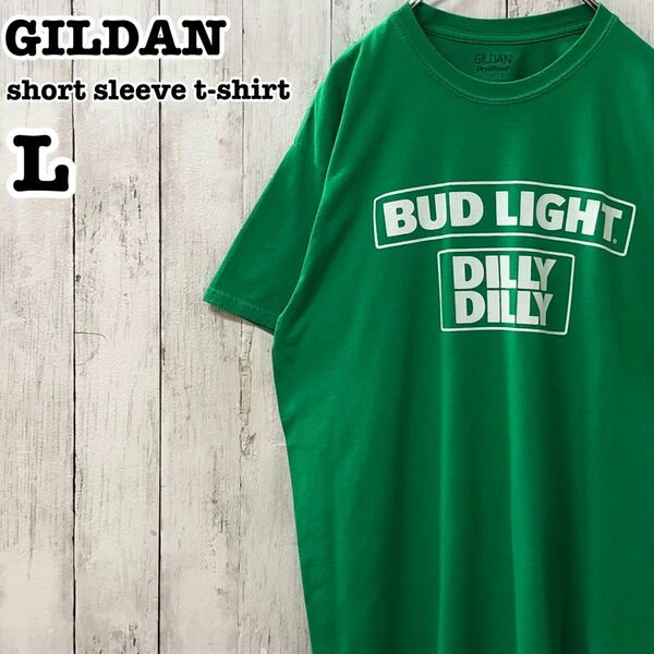 ギルダン US アメリカ古着 バドライト ビール 企業系 プリント 半袖Tシャツ L