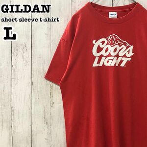 ギルダン US アメリカ古着 クアーズライト ビール 企業系 プリント 半袖Tシャツ L