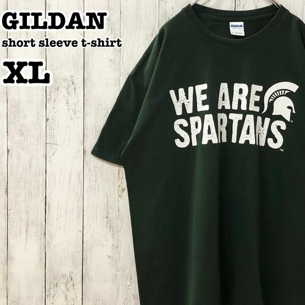 ギルダン US アメリカ古着 スパルタンズ プリント 半袖Tシャツ XL