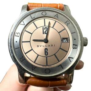 BVLGARI ブルガリ 腕時計 ソロテンポ メンズ ST 35 S稼働品 革ベルト クォーツ の画像3