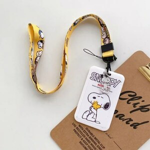  new goods Snoopy ID card holder case attaching neck strap ticket holder card inserting pass case IC card-case 
