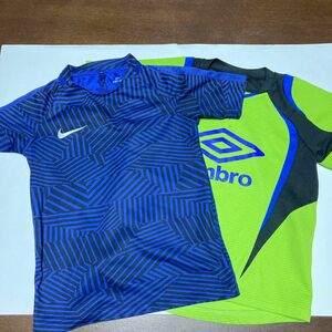 2枚セット　サッカー プラクティスシャツ ナイキ　アンブロ　 DRI-FIT 半袖Tシャツ　130