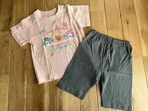 新品 女の子 アンパンマン 半袖パジャマ 95センチ ピンク グレー