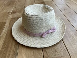 新品 H&M 女の子 ベビー 麦わら帽子 49センチ リボン付き