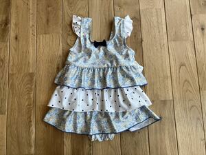 新品 女の子 ベビー 小花柄 水色 水着 100センチ