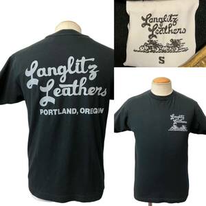 カナダ製 ビンテージ Langlitz Leather ラングリッツレザー Tシャツ S 黒 ブラック バイク バイカー xpv