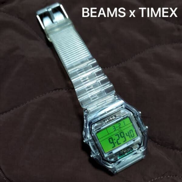 限定 BEAMS別注◆TimexスケルトンClassic Digital◆クリア腕時計casioクラシック デジタル
