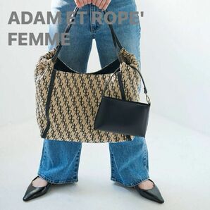 ADAM ET ROPE' FEMME アダムエロペ ジャガード モノグラム ビッグ トートバッグ ハンドバッグ 大容量 美品