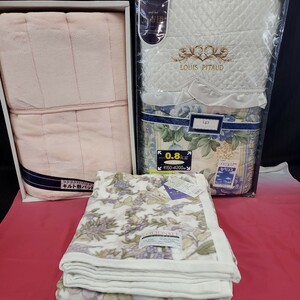 * unused bedding 3 point set quilt bed pad cotton Kett cotton blanket Toray . futon wide size floral print pink series blue group futon 166-50