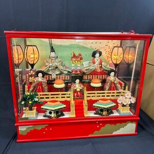 ◆中古 雛人形 お雛様 オルゴール付 日本人形 コレクション ガラスケース付 伝統工芸品 置物 飾り 和風 インテリア 昭和レトロ 167-46