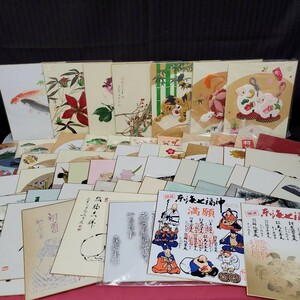 * square fancy cardboard . set sale pushed .. main water ink picture Japanese picture paper . landscape painting beauty picture flower . illustration interior 166-66