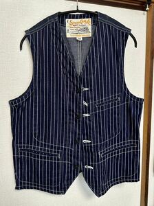 SugarCane (シュガーケーン) Wabash Stripe Work Vest ウォバッシュストライプ ワークベスト sc12654 極美品 ネイビー size 38(M)