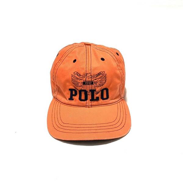 ポロ ラルフローレン 90’s ヴィンテージ ダッドキャップ 鷲 オレンジ 帽子 POLO キャップ 