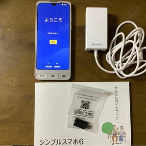 シンプルスマホ6 A201SH 超美品　電源アダプタ(急速充電器)付き　判定○ SIMフリー　バッテリー良好