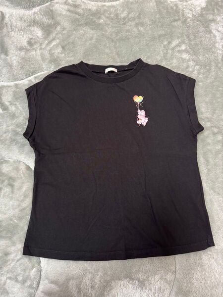 美品 140 GU ジーユー カットソー Tシャツ ブラック キッズ