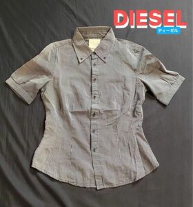 DIESEL/ディーゼル 半袖ストライプシャツ トップス 正規USED商品 美品 XSサイズ