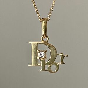  Christian Dior K18 YG diamond Toro ta- Logo pendant top 