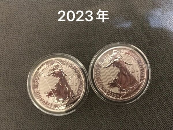 2枚　ブリタンヤ銀貨　2023年　チャールズ　1オンス銀貨 