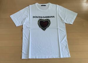 ドルチェ&ガッバーナ DG 白 フロントDGエンブレムロゴ デザイン クルーネック Tシャツ 綺麗