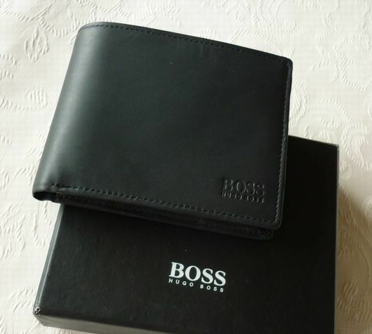 新品 送料無料 Hugo Boss ヒューゴ ボス 二つ折り財布 コインポケット付き メンズ レザー 黒