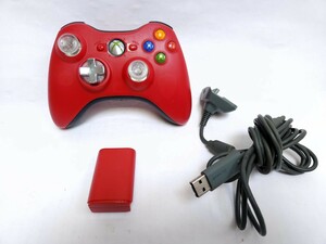 Microsoft Xbox 360 ワイヤレスコントローラー リミテッド エディション レッド プレイ & チャージ パック 動作未確認 ジャンク
