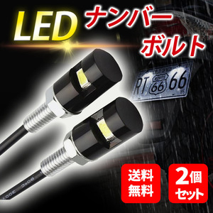 LED ナンバーボルト ナンバー灯 ナンバーライト ライセンス灯 テールライト 汎用 2個 ホワイト 12V モンキー ビッグバイク