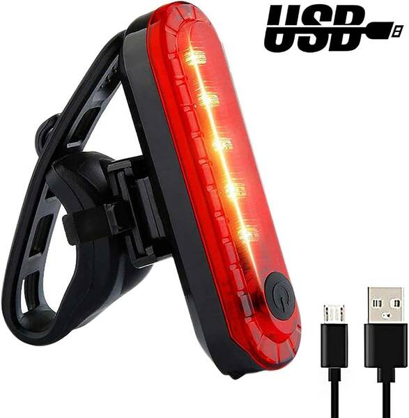 自転車 テールライト 4点灯モード USB充電式 LEDランプ 安全警告ランプ 簡単装着