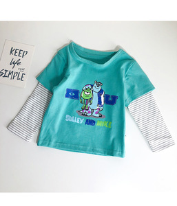  Kids long sleeve T shirt child man girl combined use child clothes anime lovely soft underwear part shop put on ( size :130cm)J11