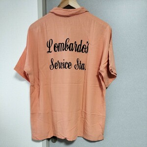 50s〜　Bowling Shirts ボーリングシャツ　レーヨン　サーモンピンク　ピンク